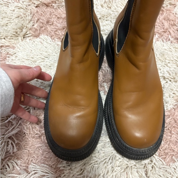 Ganni Creepers Chelsea Tan Ankle Boots in Tiger’s Eye 👁️ 🐅 - Picture 10 of 12